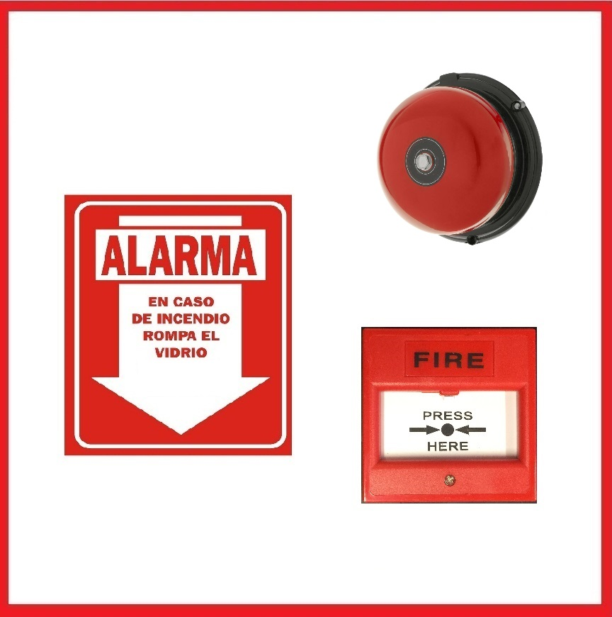 Kit alarma incendio. + campana + cartel de – Infinity Seguridad